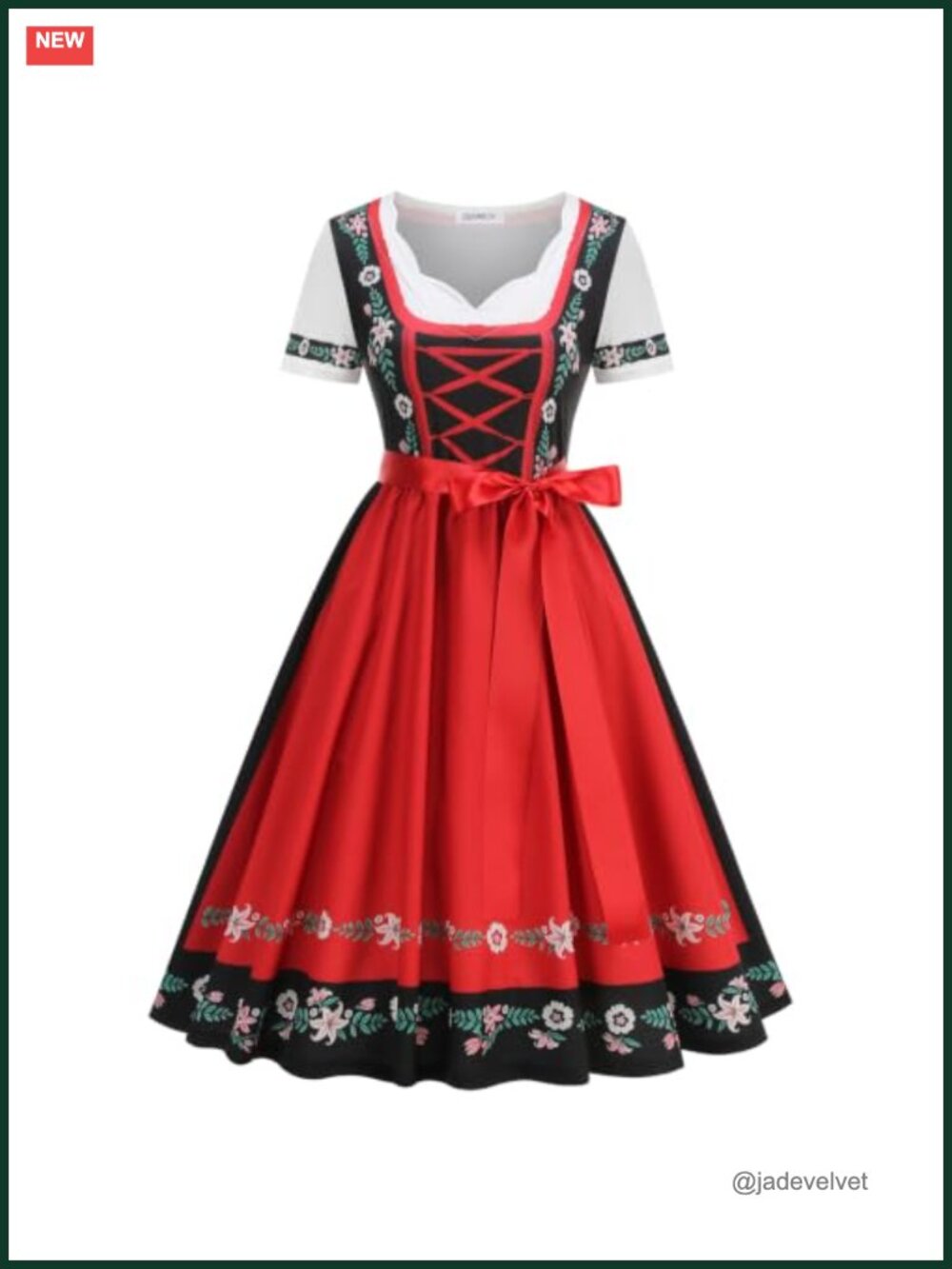 Women's Bavarian Dirndl Oktoberfest Dress 100% Polyester Costume